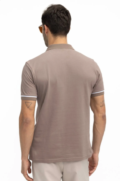 Beige Polo with Zipper | Cotton