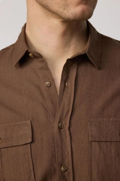 Brown Long Sleeve Shirt | Cotton