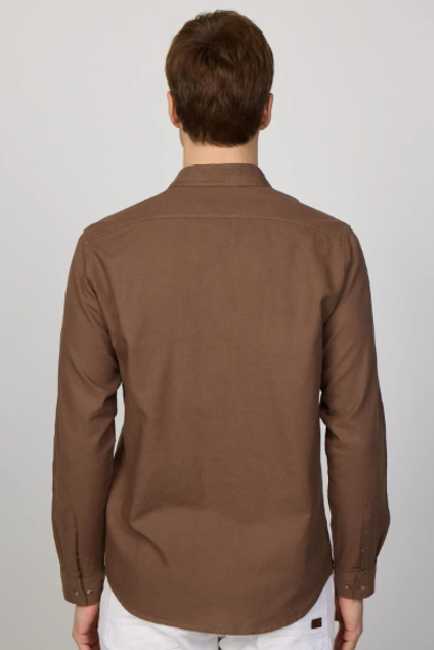 Brown Long Sleeve Shirt | Cotton